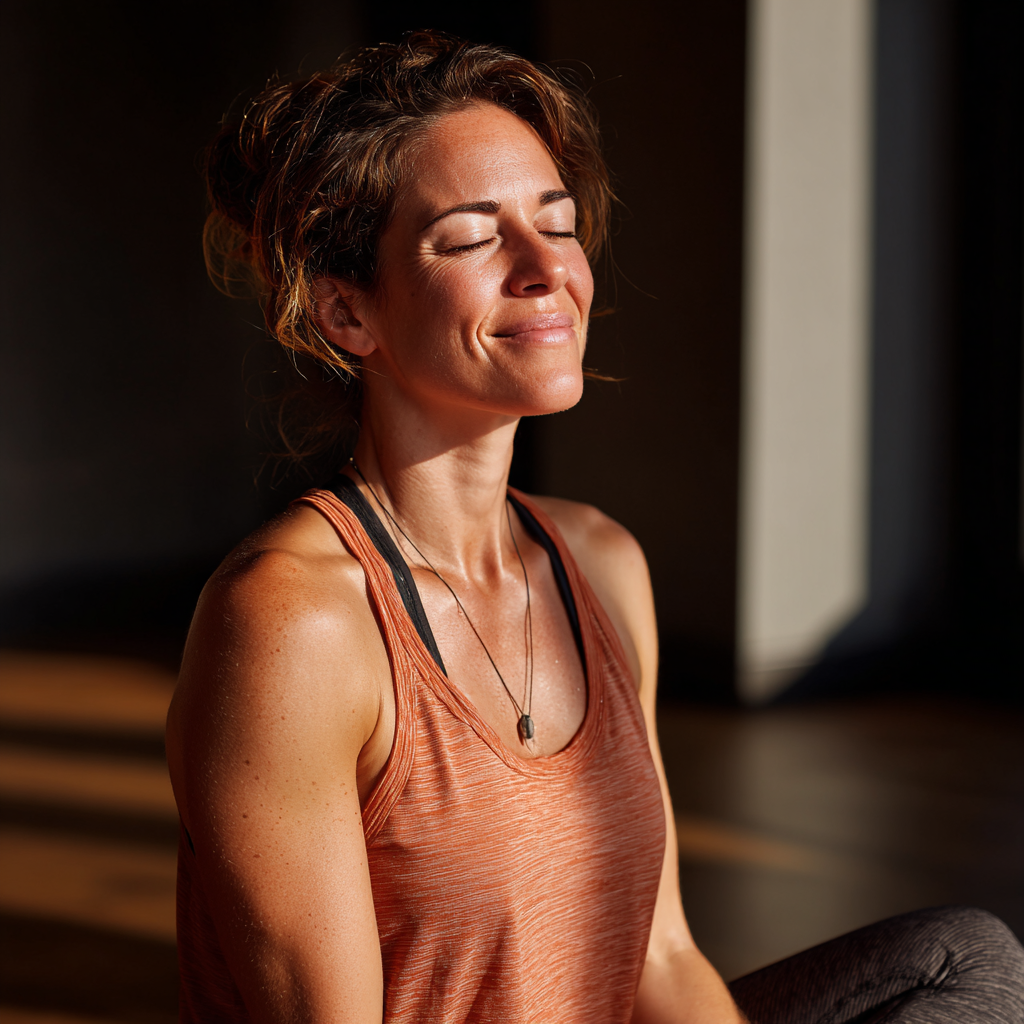 Middle-aged Hungarian man and woman practicing partner yoga poses together with joyful expressions in a bright studio setting